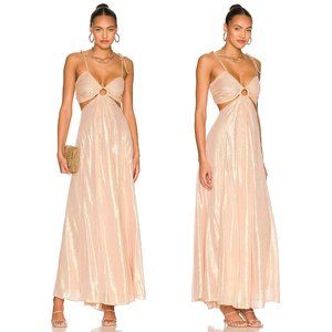 NEW Sundress Magda Maxi Dress in Ios Gold Light Pink Nude Blush Sun Dress Large